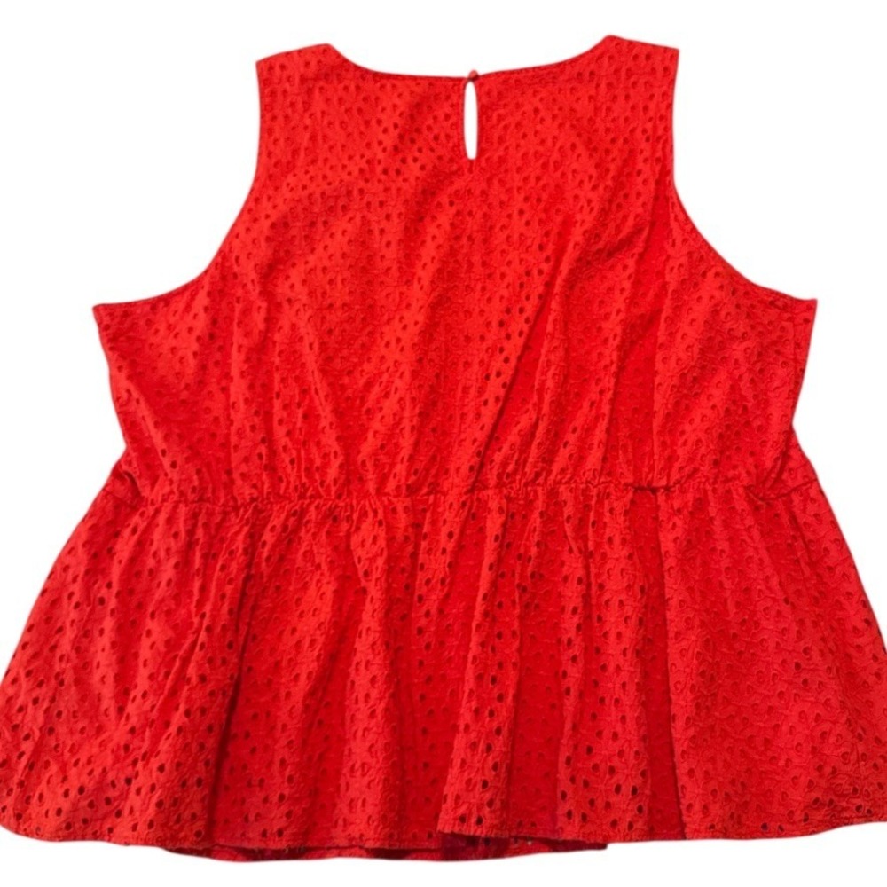 Lane Bryant Red Eyelet‎ Peplum Tank Top Plus Size 26 Resortcore Coastal Grandma - Picture 4 of 9